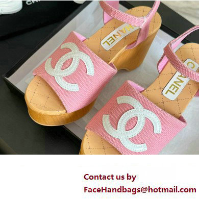 Chanel Fabric  &  Patent Calfskin Sandals G45555 Pink 2024